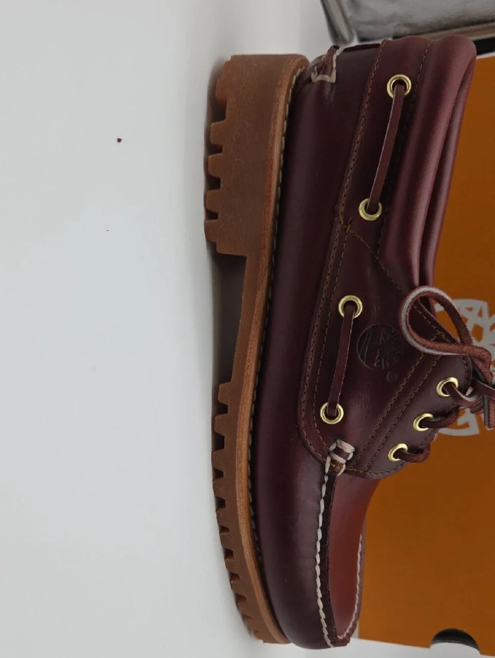 Timberland Men's Burgundy Leather Lug-Soled Boat Shoe